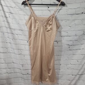 Vassarette Tan Lace-Trimmed Chemise